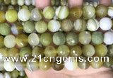 CAA5161 15.5 inches 14mm faceted round banded agate beads