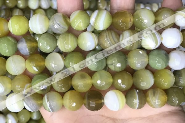 CAA5161 15.5 inches 14mm faceted round banded agate beads