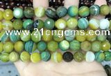 CAA5166 15.5 inches 10mm faceted round banded agate beads