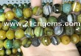 CAA5168 15.5 inches 14mm faceted round banded agate beads