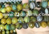 CAA5169 15.5 inches 16mm faceted round banded agate beads