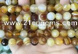 CAA5172 15.5 inches 8mm faceted round banded agate beads