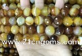 CAA5174 15.5 inches 12mm faceted round banded agate beads