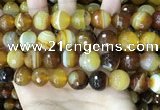 CAA5175 15.5 inches 14mm faceted round banded agate beads