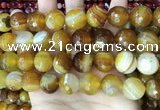 CAA5176 15.5 inches 16mm faceted round banded agate beads