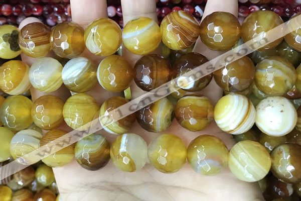 CAA5176 15.5 inches 16mm faceted round banded agate beads