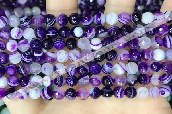 CAA5178 15.5 inches 6mm faceted round banded agate beads