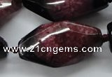 CAA518 20*40mm faceted & twisted nuggets agate druzy geode beads