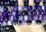 CAA5181 15.5 inches 12mm faceted round banded agate beads