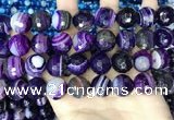 CAA5183 15.5 inches 16mm faceted round banded agate beads