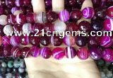 CAA5188 15.5 inches 12mm faceted round banded agate beads