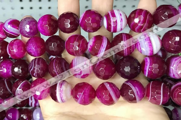 CAA5190 15.5 inches 16mm faceted round banded agate beads