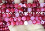 CAA5194 15.5 inches 10mm faceted round banded agate beads