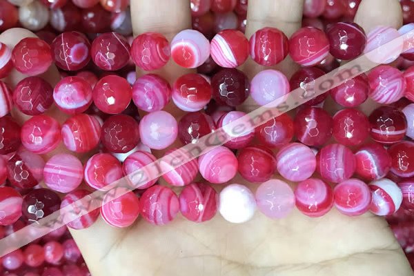 CAA5194 15.5 inches 10mm faceted round banded agate beads