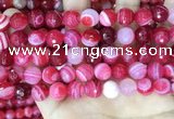 CAA5195 15.5 inches 12mm faceted round banded agate beads