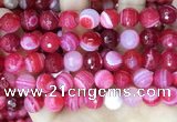 CAA5196 15.5 inches 14mm faceted round banded agate beads