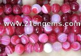 CAA5197 15.5 inches 16mm faceted round banded agate beads