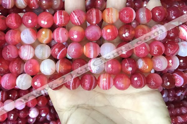CAA5200 15.5 inches 8mm faceted round banded agate beads