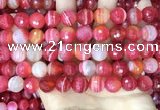 CAA5202 15.5 inches 12mm faceted round banded agate beads