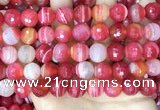 CAA5203 15.5 inches 14mm faceted round banded agate beads