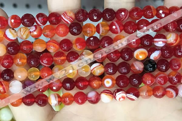 CAA5206 15.5 inches 6mm faceted round banded agate beads