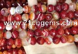 CAA5208 15.5 inches 10mm faceted round banded agate beads