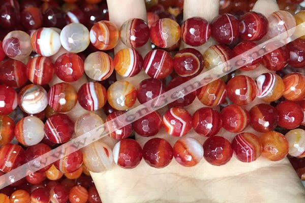 CAA5208 15.5 inches 10mm faceted round banded agate beads