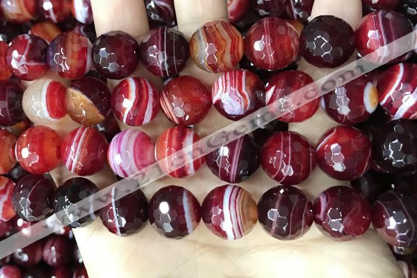 CAA5218 15.5 inches 16mm faceted round banded agate beads