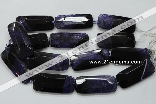 CAA522 15.5 inches 25*56mm faceted rectangle agate druzy geode beads