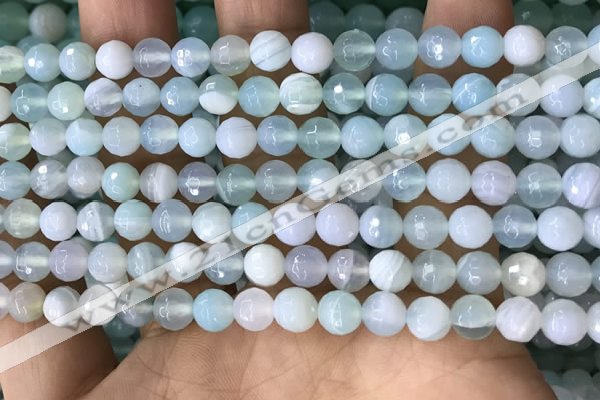 CAA5220 15.5 inches 6mm faceted round banded agate beads