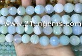 CAA5224 15.5 inches 14mm faceted round banded agate beads