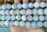 CAA5225 15.5 inches 16mm faceted round banded agate beads