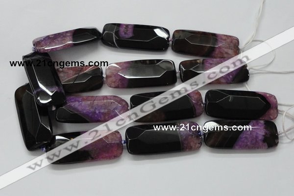 CAA523 15.5 inches 25*56mm faceted rectangle agate druzy geode beads