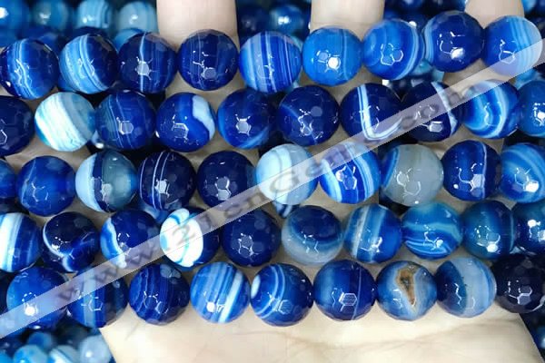 CAA5230 15.5 inches 12mm faceted round banded agate beads