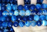 CAA5231 15.5 inches 14mm faceted round banded agate beads