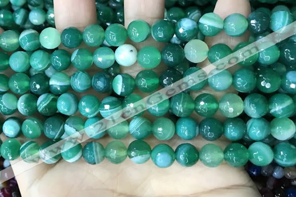 CAA5234 15.5 inches 6mm faceted round banded agate beads