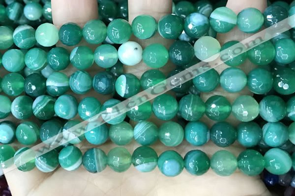 CAA5235 15.5 inches 8mm faceted round banded agate beads