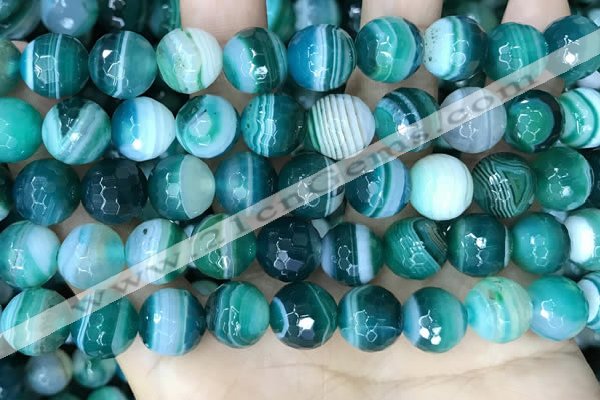 CAA5244 15.5 inches 12mm faceted round banded agate beads