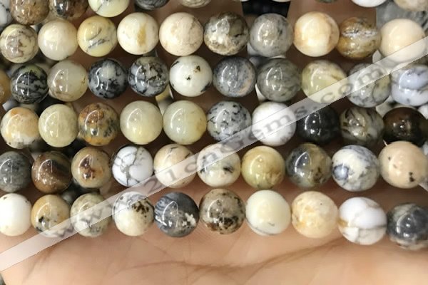 CAA5259 15.5 inches 12mm round dendrite agate beads wholesale