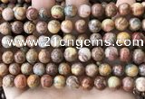 CAA5272 15.5 inches 8mm round natural red crazy lace agate beads