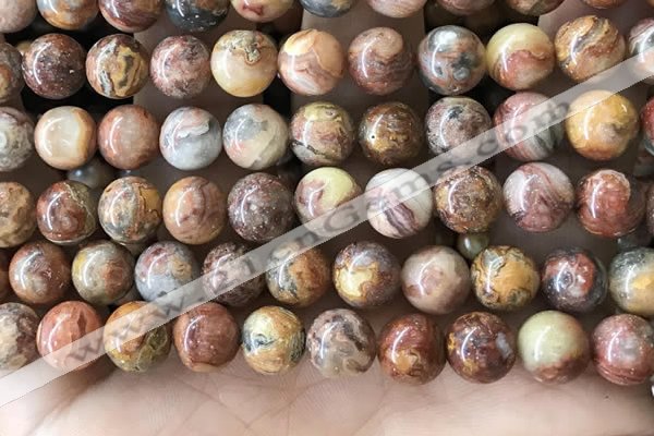 CAA5274 15.5 inches 12mm round natural red crazy lace agate beads