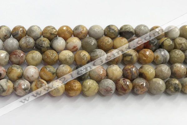 CAA5292 15.5 inches 8mm faceted round crazy lace agate beads wholesale