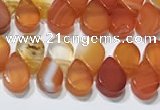 CAA5301 Top drilled 6*8mm flat teardrop line agate beads