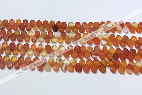 CAA5301 Top drilled 6*8mm flat teardrop line agate beads