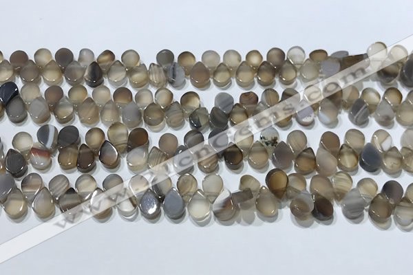 CAA5302 Top drilled 6*8mm flat teardrop line agate beads