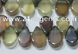 CAA5303 Top drilled 6*8mm flat teardrop line agate beads