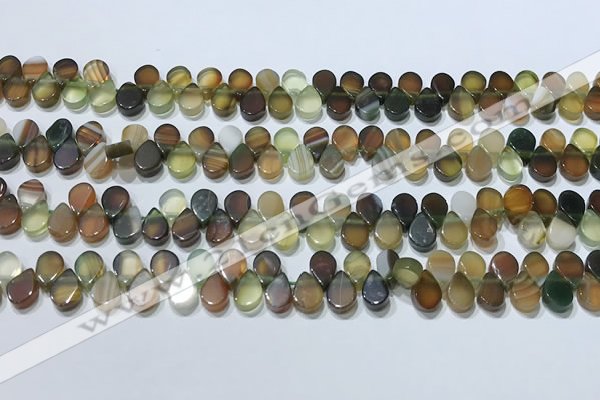 CAA5303 Top drilled 6*8mm flat teardrop line agate beads