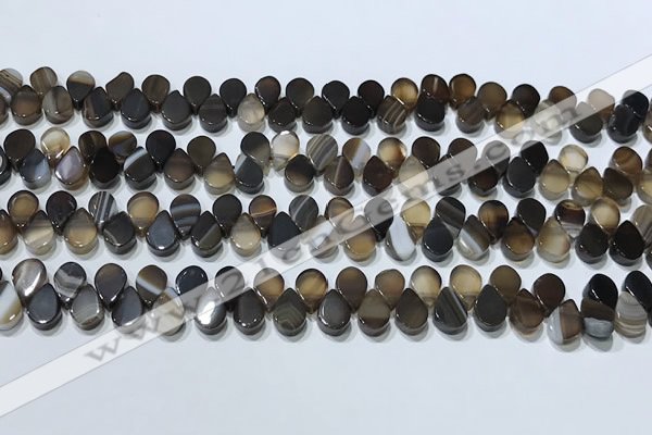 CAA5305 Top drilled 6*8mm flat teardrop line agate beads