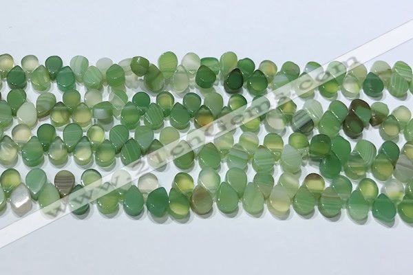 CAA5306 Top drilled 6*8mm flat teardrop line agate beads