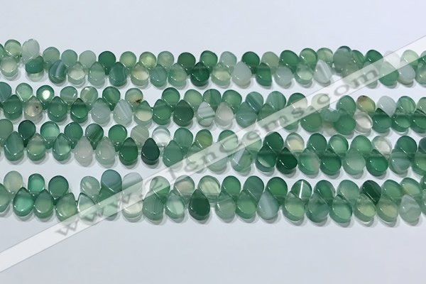 CAA5307 Top drilled 6*8mm flat teardrop line agate beads